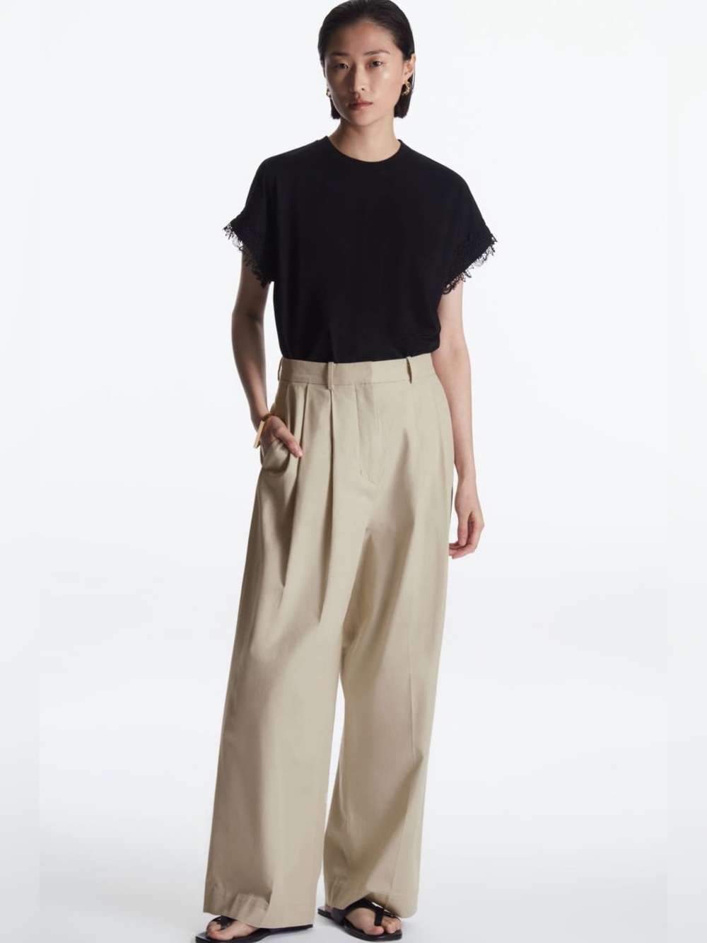 COS Relaxed-Fit Lace-Trimmed T-Shirt